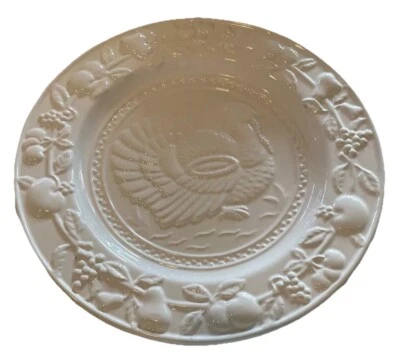 Vintage Nantucket Home White Turkey Embossed Plate & 2 Serving Plates 10.5” - Image 1 of 4