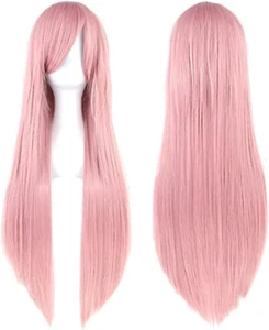 80Cm Parrucche Cosplay Di Capelli Naturali Lunghi E Lisci Con Frangia Parrucca C - Foto 1 di 12