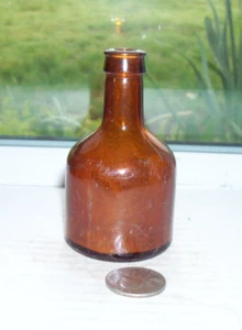 SCHÖNE PROBE BRAUNE AUSGEFALLENE SCHNAPSFLASCHE - Bild 1 von 1