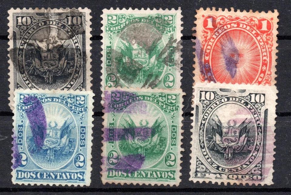 PERU, LOTE DE SELLOS CLASICOS, MATASELLOS MUDOS   ( FE-318  ) - Image 1 of 1