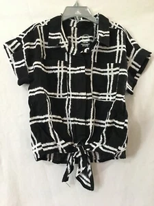 New Wonder Nation Girls Tie Front Top Blouse Short Sleeve camp Many sizes Black - Picture 1 of 3
