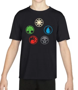 Magic the Gathering MTG colours of Mana Kids T-shirt - player - gift - cards - Picture 1 of 2