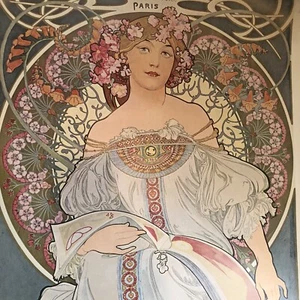 Póster grande vintage F Champenois de Alphons Mucha tienda Camden Sackville - Imagen 1 de 12