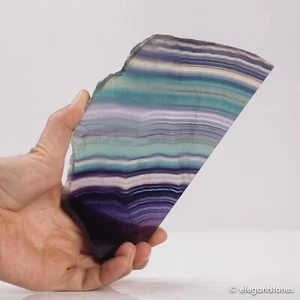 450g Large Rainbow Fluorite Slab Natural Crystal Polished Slice Healing Decor - Picture 1 of 12