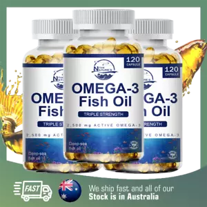 QTY360 2500mg Omega3+EPA+DHA Fish Oil Capsules,Triple Strength,Eye&Joint Support - Picture 1 of 12