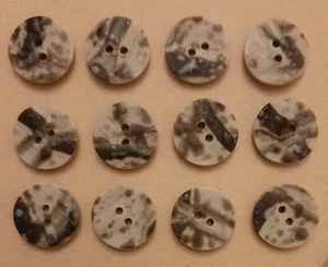 8 x 18mm Two Tone Grey Marble Round Plastic Buttons - EL71r - Picture 1 of 1
