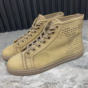 Louis Vuitton Punchy High Top Sneakers LV Logo Perfo Beige Nubuck 7 US or 37 EUR - Picture 1 of 10
