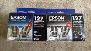 2018 Genuine Set 5 Epson 127 Ink Black Color T127 WorkForce 545 645 845 WF-3520 - Picture 1 of 1