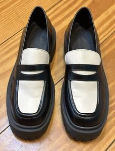 Mocassino Svegan Vegan in pelle suola a strappo plateau grosso US 7 Academia Y2K retrò NUOVO - Foto 1 di 9