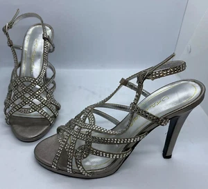 Caparros High Heels Womens Size 6B Silver Clear Rhinestones Leather Designer - Picture 1 of 11