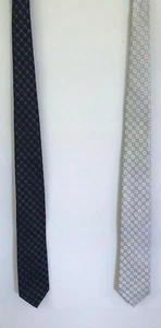 Stafford Signature Ties Set of 2 White/Gray & Black/Gray With Gold 60"X3" - Picture 1 of 9