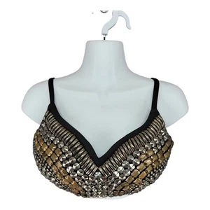Reggiseno danza costumi glamour top borchie rivetto metallizzato punk medio adulto 27-29 - Foto 1 di 7