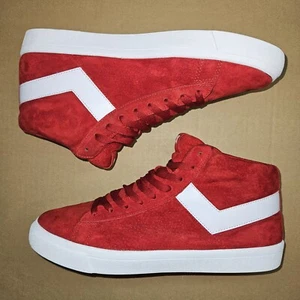 Pony Topstar Classic High Top Red Suede Sneakers Men's Size 12 - Picture 1 of 7