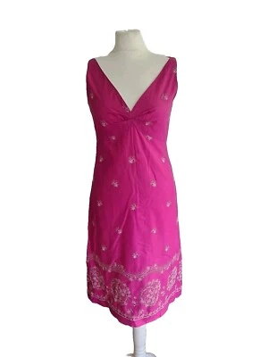 Vestido sin mangas de algodón con cuello en V bordado rosa Tocca para mujer. Talla UK 10, US 6. Foto 1 de 4