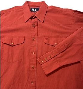 Camisa Resistor Doble RR Naranja Quemado Perla A Presión Doble Bolsillo Rodeo Manga Larga - Imagen 1 de 11