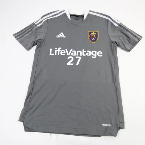 Real Salt Lake adidas Aeroready Short Sleeve Shirt Men's Gray/White Used Cover