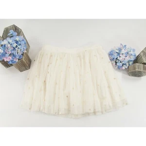 Falda Stella McCartney Niñas Dorada Lunares Crema Tul En Capas Talla 12 Usada en Excelente Condición - Imagen 1 de 6