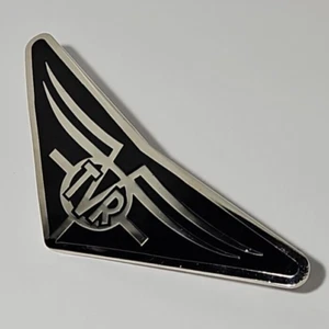 Vtg TVR Grantura Sports Car Metal V Logo Hood Badge Emblem British Chrome Black - Picture 1 of 9