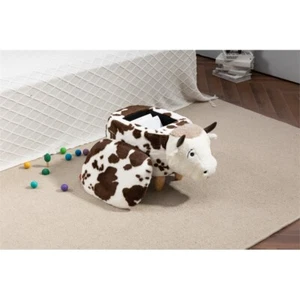 Happy Cow Storage Ottoman with brown and white soft fur - Picture 1 of 6