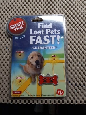 Find Lost Pets Fast!! Smart Tag Pet ID SMALL PINK  Bone Tag - New In Package  - Image 1 of 2