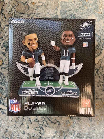 Jalen Hurts & AJ Brown Philadelphia Eagles Gamebreaker Dual Bobble NEW ORIG FOCO Cover