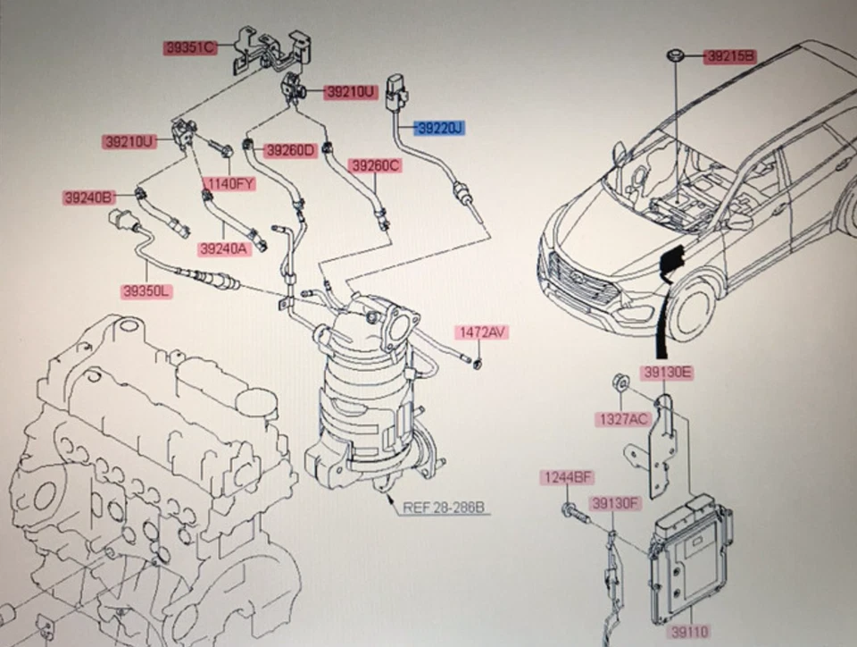 Sensor de control temperatura de gases de escape OEM 39221-2F000 para Hyundai Santa Fe 2011~2012 Foto 1 de 3