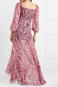 RAQUEL DINIZ Alicia Estampado Floral Maxi Vestido IT38 AU8 Seda-Chifón Rosa Georgette - Imagen 1 de 12