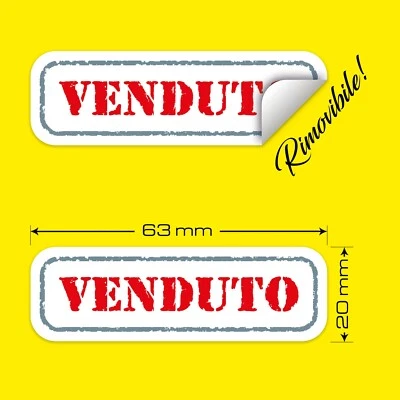 MONDO ETICHETTE 36 Etichette Adesive Rimovibili Staccabili con la scritta VENDUTO 63x20 mm