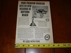 1957 PURE GAS CHEVROLET DAYTONA BEACH ORIGINAL AD - Picture 1 of 6