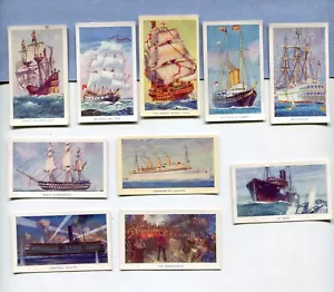 1940 R. & J. HILL LTD. CIGARETTES FAMOUS SHIPS 10 DIFFERENT TOBACCO CARD LOT - Picture 1 of 2
