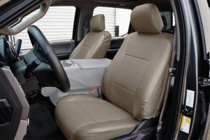FORD F-150 2015-2018 BEIGE VINYL CUSTOM MADE FIT FRONT SEAT COVERS - Picture 1 of 4