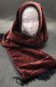 Paisley Winter Schal, mit schwarzem Fleece, rot, weinrot & schwarz Farben, 56" weich - Bild 1 von 8