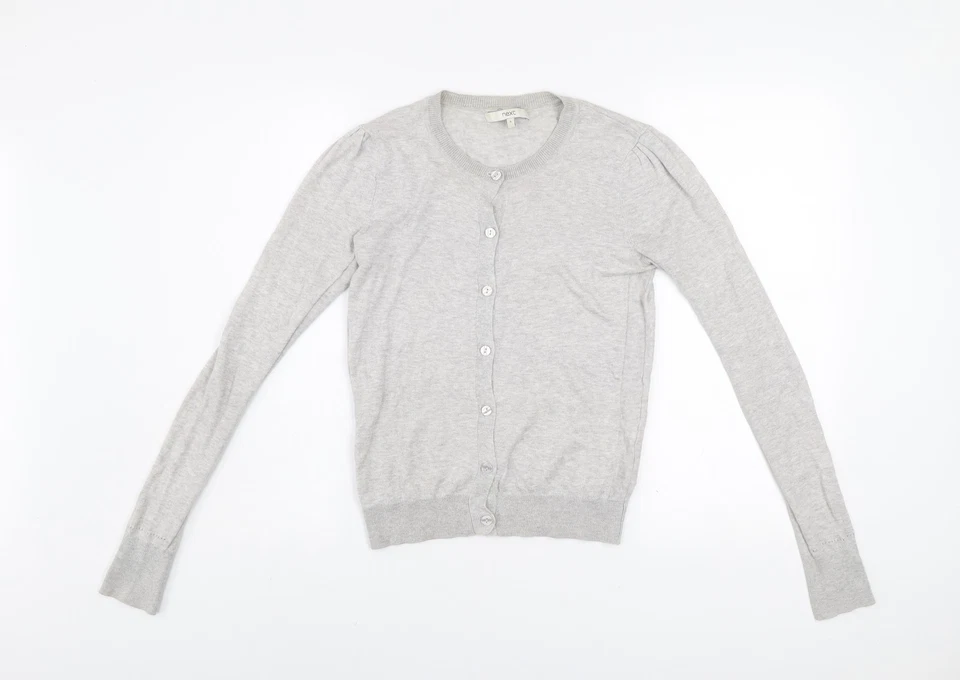 Next Womens Grey Cardigan Size 6 Crew Neck Knit Long Sleeve - Image 1 of 4