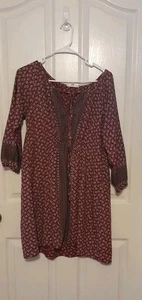 Vestido midi boho borgoña LLA Illa. Talla pequeña. B64 - Imagen 1 de 5