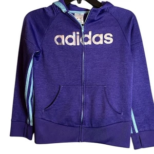 Girls Adidas Purple Hooded Sweatshirt Size Large - Picture 1 of 5