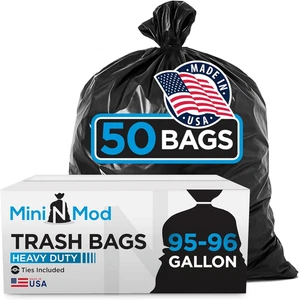 95-96 Gallon Heavy Duty Trash Bags 50 Ct Extra Large Can Liners - Picture 1 of 5