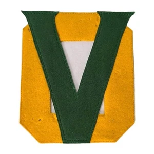 Vintage O V Initial Letterman Patch 6 x 7.25" Felt 1950's 60's Green Gold Yellow - Picture 1 of 5
