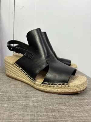 Rag And Bone Shoes Womens 10 Sayre ii Black Leather Espadrille Wedge Sandals - Image 1 of 4
