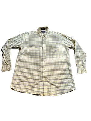 Lucchese 1883 Hombre Manga Larga Amarillo Azul Cuadros Abotonada Talla Grande Foto 1 de 4