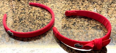 Lacoste 2 diademas ROJAS con logotipo de cocodrilo para mujer talla uno ~ uno con lazo Foto 1 de 4