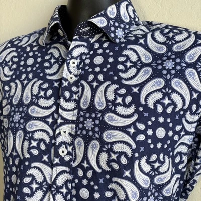 Camisa COOGI Luxe Estampado Paisley Abotonada Algodón Manga Larga Ropa de Hombre Grande Foto 1 de 4