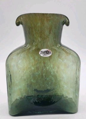 Blenko Limited Release VC Only Cased Malachite Wash with Frit 384 Water Bottle - Image 1 of 4