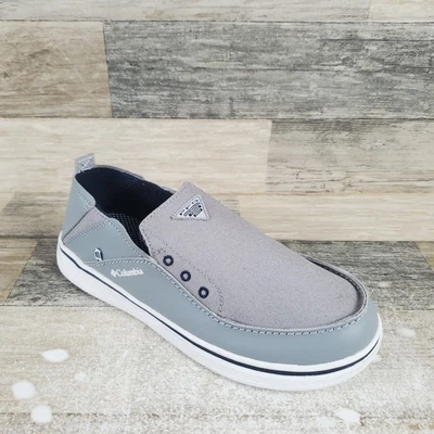 Columbia Bahama PFG Boys Shoes Sz 4 Gray Canvas Omni Grip Slip On Sneakers - Image 1 of 4