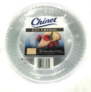 Cut Crystal Clear Plastic 7 inch Plates 32 ct. - Picture 1 of 1