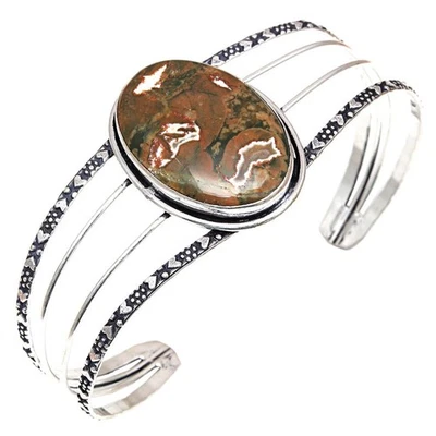 Pulseras brazalete de 7"" ajustables para joyería étnica de jaspe de la selva tropical Foto 1 de 4