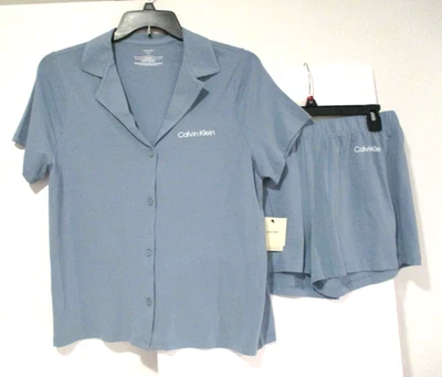 Calvin Klein Womens Classic blue Short sleeve shirt  shorts pajamas size Medium - Image 1 of 4