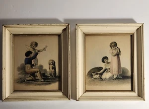 Par de impresiones victorianas enmarcadas 5,5 X 4,5 - Imagen 1 de 6