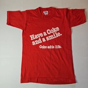 Camiseta De Colección Coca-Cola Años 80 "Have A Coke And A Smile.Coke Añade Vida" Niños M(10-12) - Imagen 1 de 10