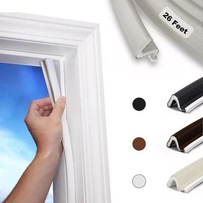 26 FT Door Frame Kerf Non-Adhesive Weather Stripping Seal PU Foam PE Cover - Image 1 of 4