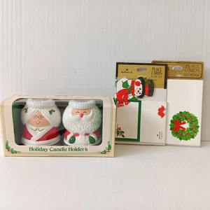 Candelabros de vacaciones Hallmark Mr. & Mrs. Santa Clause y 16 tarjetas de lugar - Imagen 1 de 16